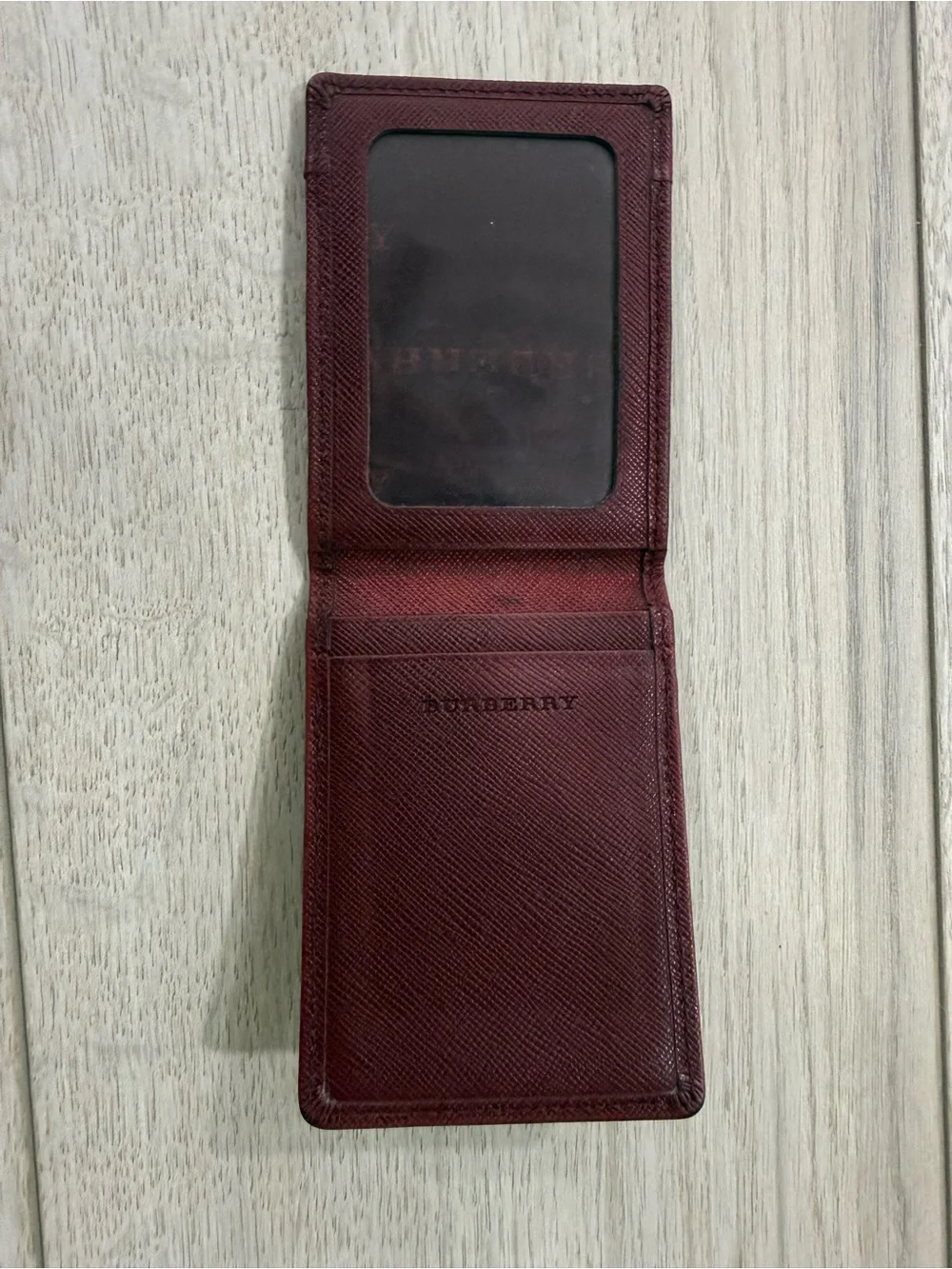 Burberry Nova Check Card & ID Holder, Burgundy trim